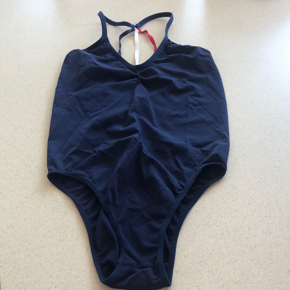 Tommy Hilfiger Navy Blue Seamless Bodysuit, Medium, w/Red White and Blue Straps